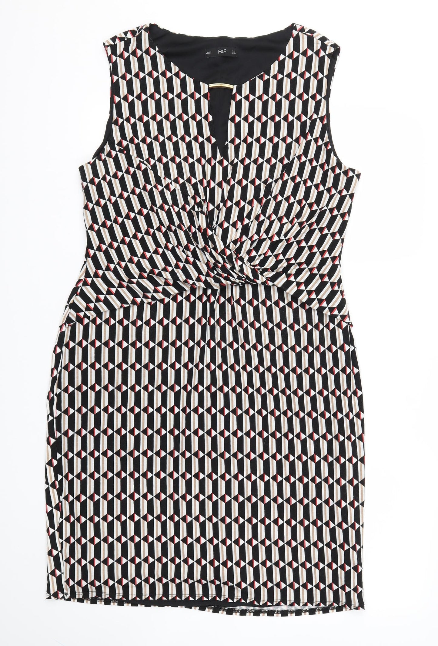 F&F Womens Black Argyle/Diamond  Fit & Flare  Size 18