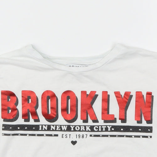 Primark Girls White   Basic T-Shirt Size 7-8 Years