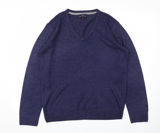 Front view of Easy men’s blue pullover sweatshirt, size M