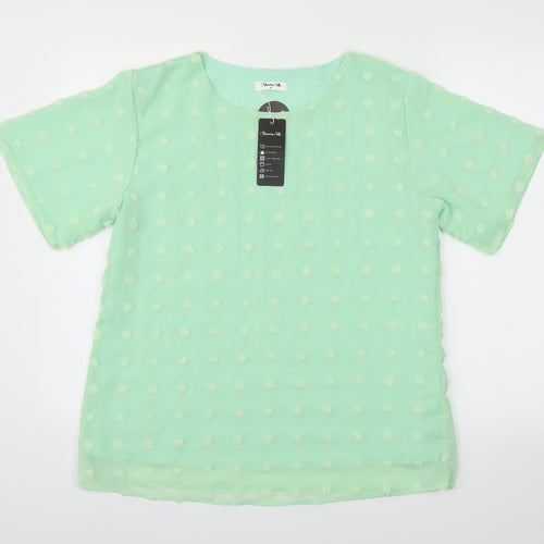 Blooming Jelly Womens Green   Basic Blouse Size M
