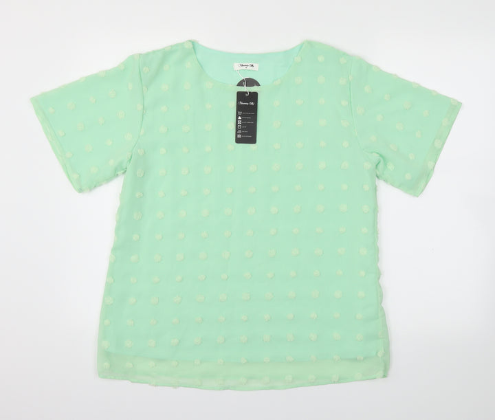 Blooming Jelly Womens Green   Basic Blouse Size M