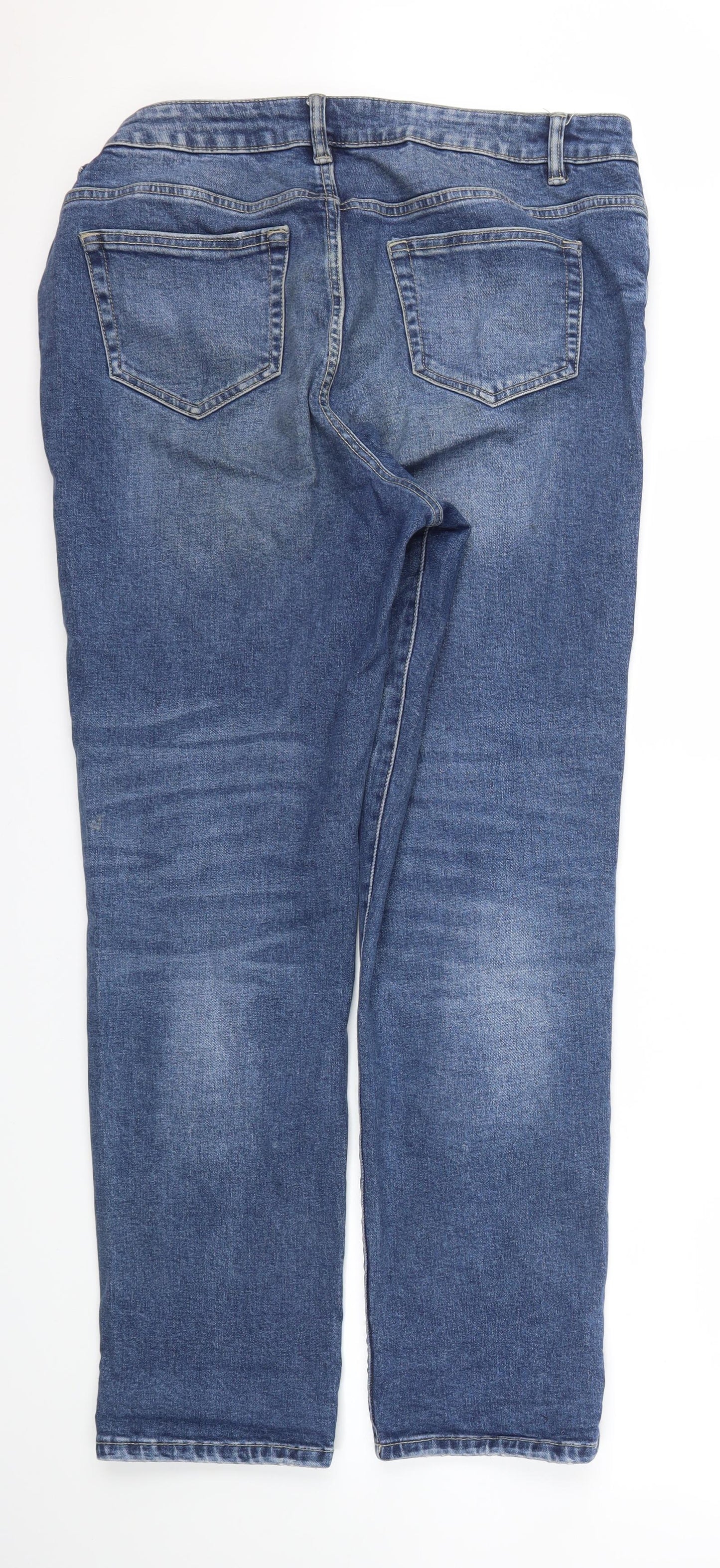 George Womens Blue Houndstooth  Straight Jeans Size 16 L30 in