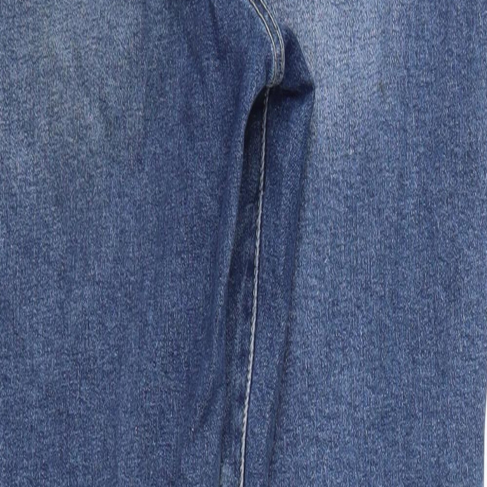George Womens Blue Houndstooth  Straight Jeans Size 16 L30 in