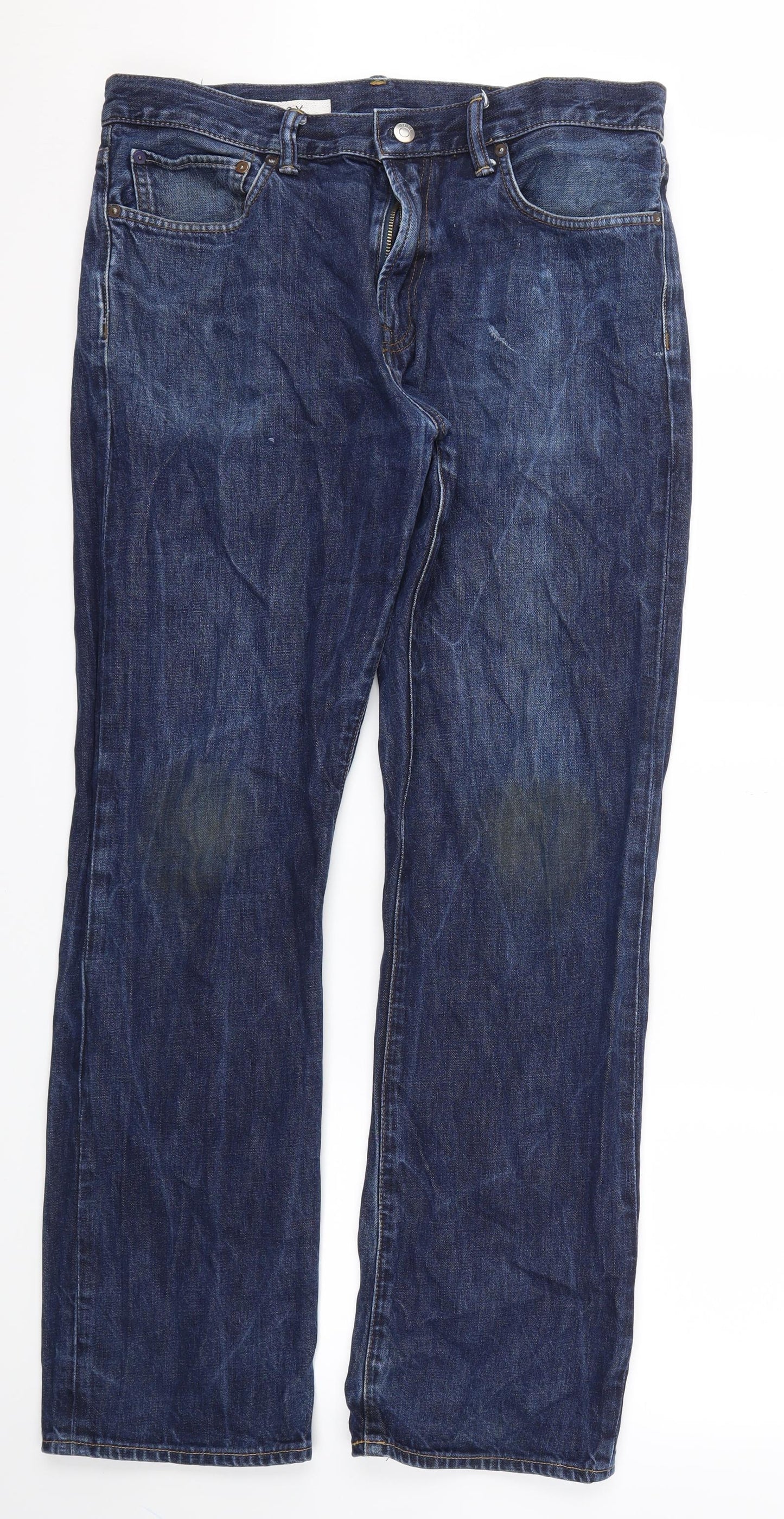 GAP  Mens Blue Houndstooth  Straight Jeans Size 34 L32 in