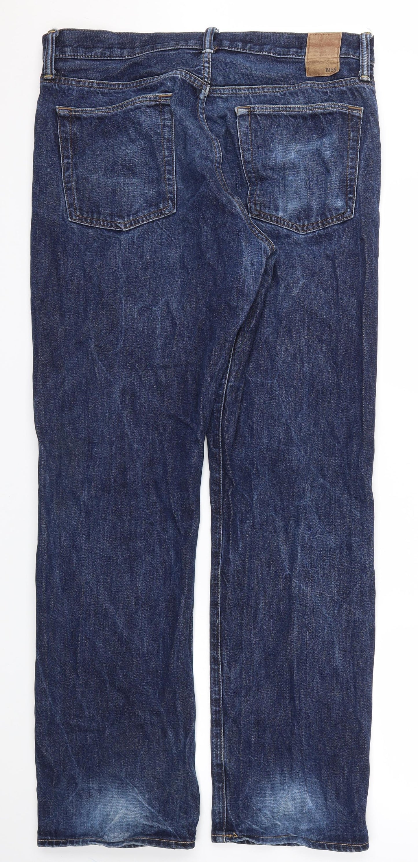 GAP  Mens Blue Houndstooth  Straight Jeans Size 34 L32 in