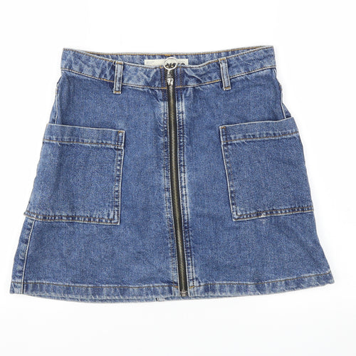 Topshop Womens Blue   A-Line Skirt Size 8