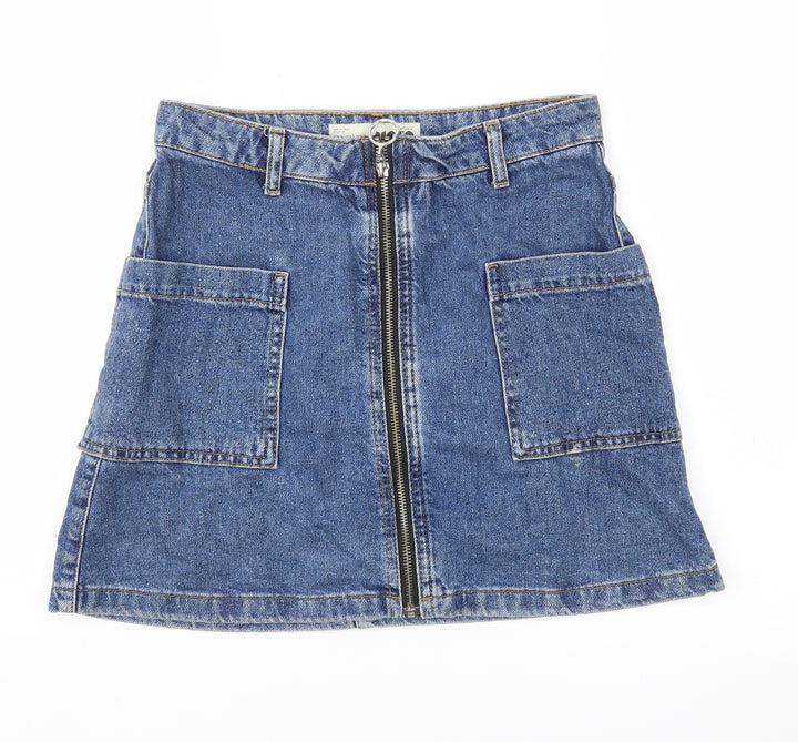 Topshop Womens Blue   A-Line Skirt Size 8