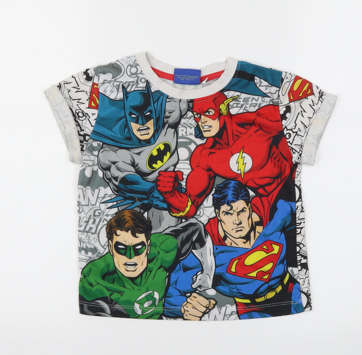 Justice League Boys Multicoloured Animal Print Basic T-Shirt Size 5-6 Years
