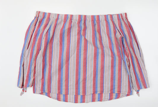 Front view of Papaya women’s multicoloured striped basic t-shirt, size UK 16