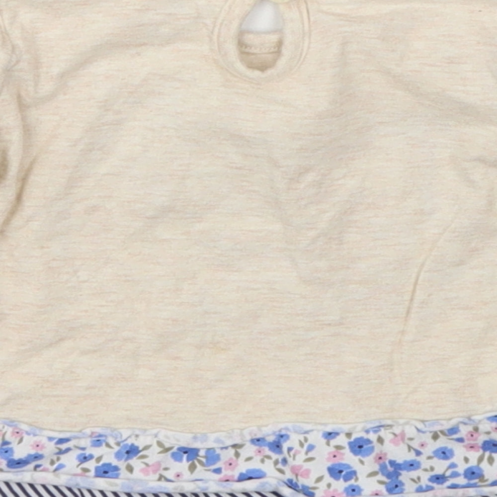 F&F  Ivory Animal Print  Basic T-Shirt Size 0-3 Months