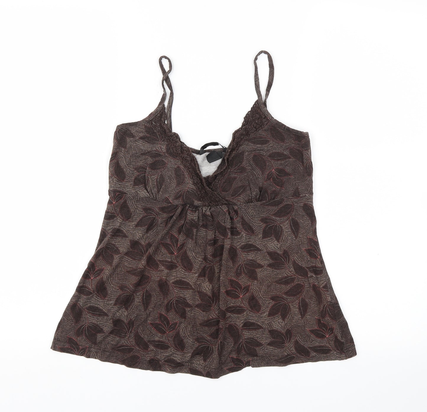 H&M Womens Brown Floral  Basic T-Shirt Size S