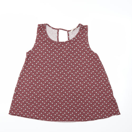 Camaieu Womens Brown Argyle/Diamond  Basic T-Shirt Size M
