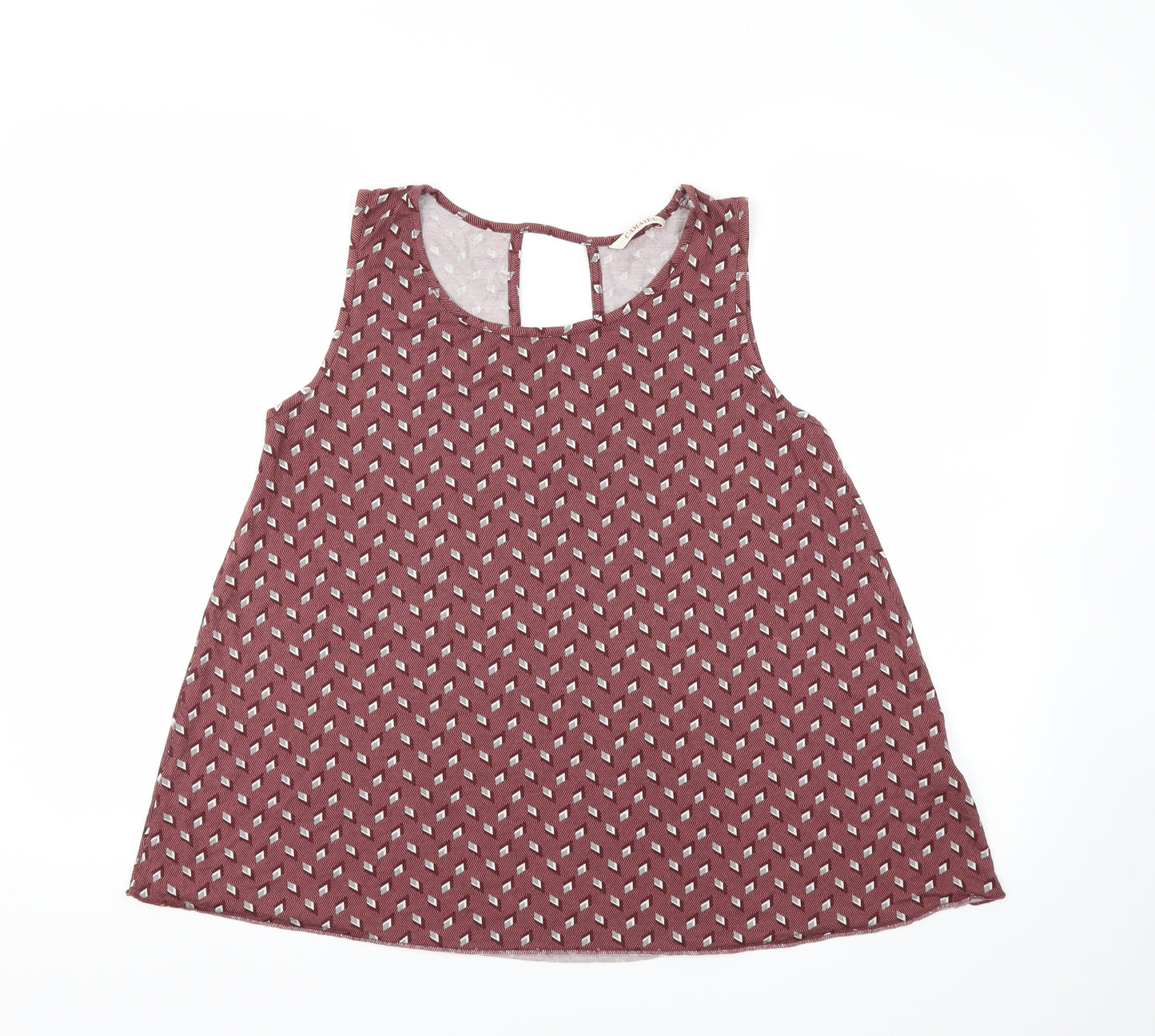 Camaieu Womens Brown Argyle/Diamond  Basic T-Shirt Size M