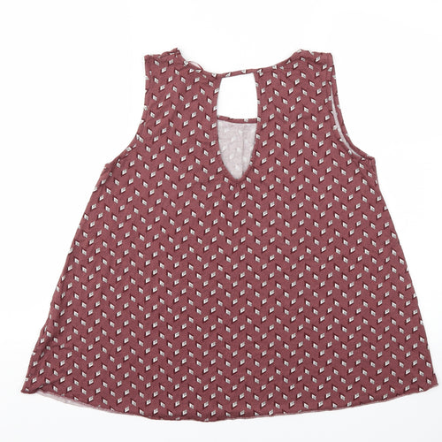 Camaieu Womens Brown Argyle/Diamond  Basic T-Shirt Size M