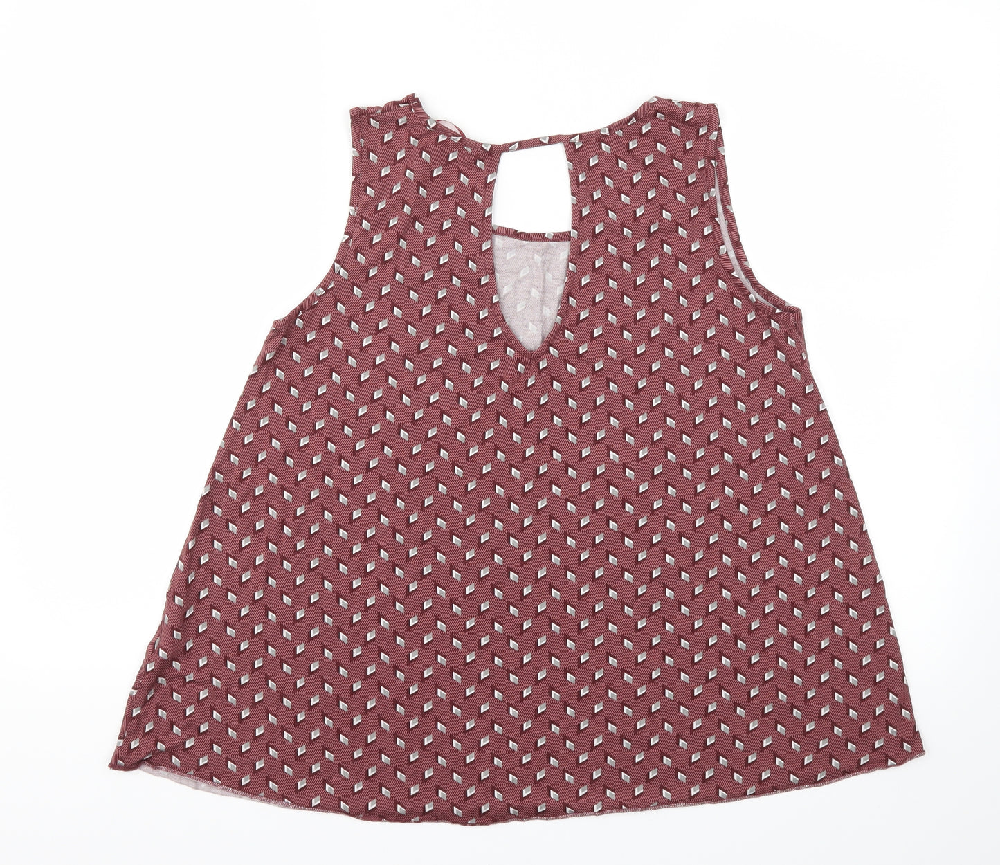 Camaieu Womens Brown Argyle/Diamond  Basic T-Shirt Size M