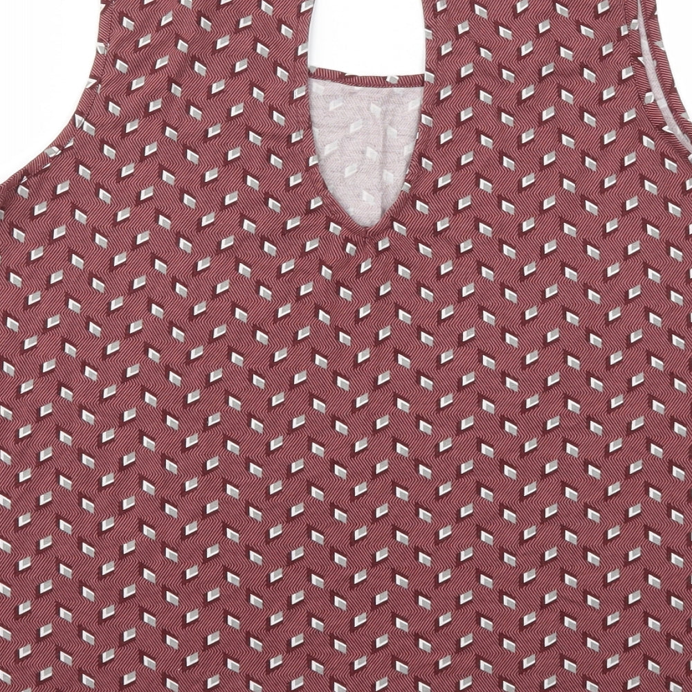 Camaieu Womens Brown Argyle/Diamond  Basic T-Shirt Size M