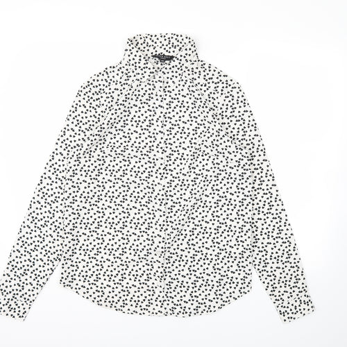 Brave Soul Womens White Polka Dot  Basic Blouse Size XS