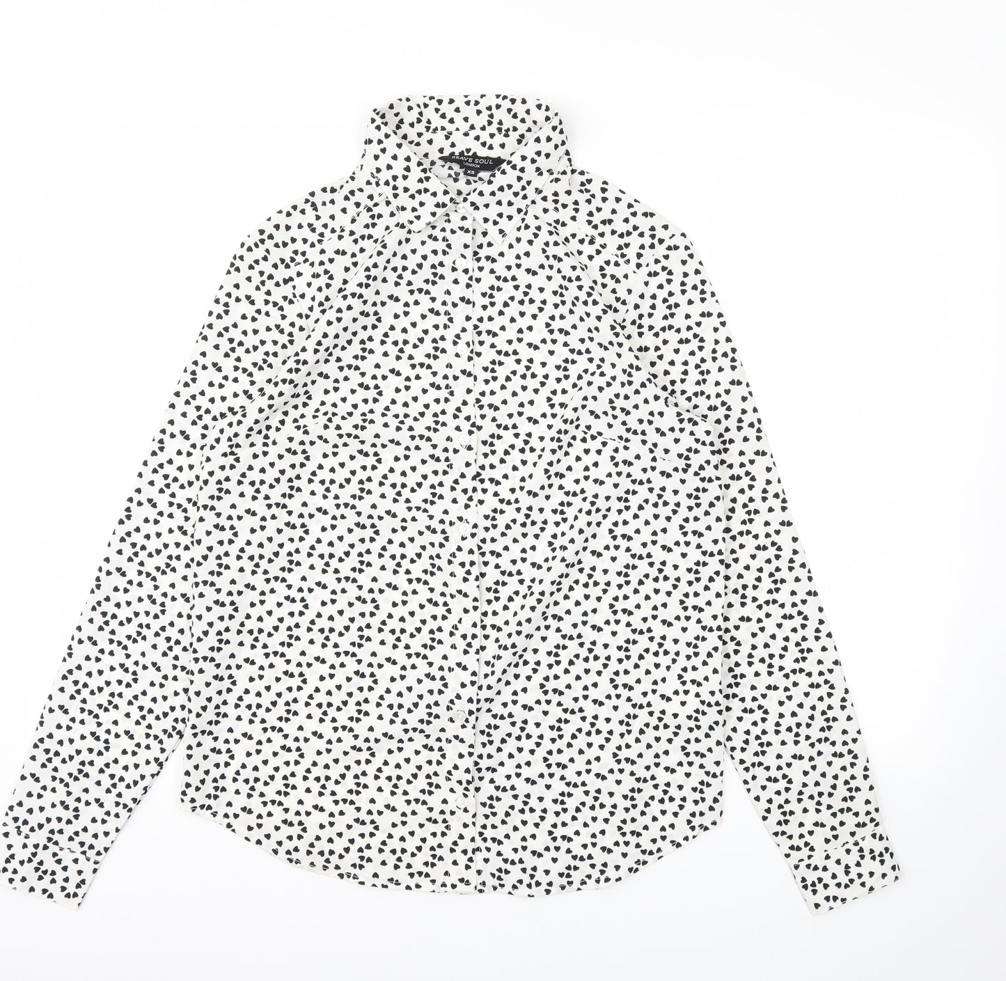 Brave Soul Womens White Polka Dot  Basic Blouse Size XS
