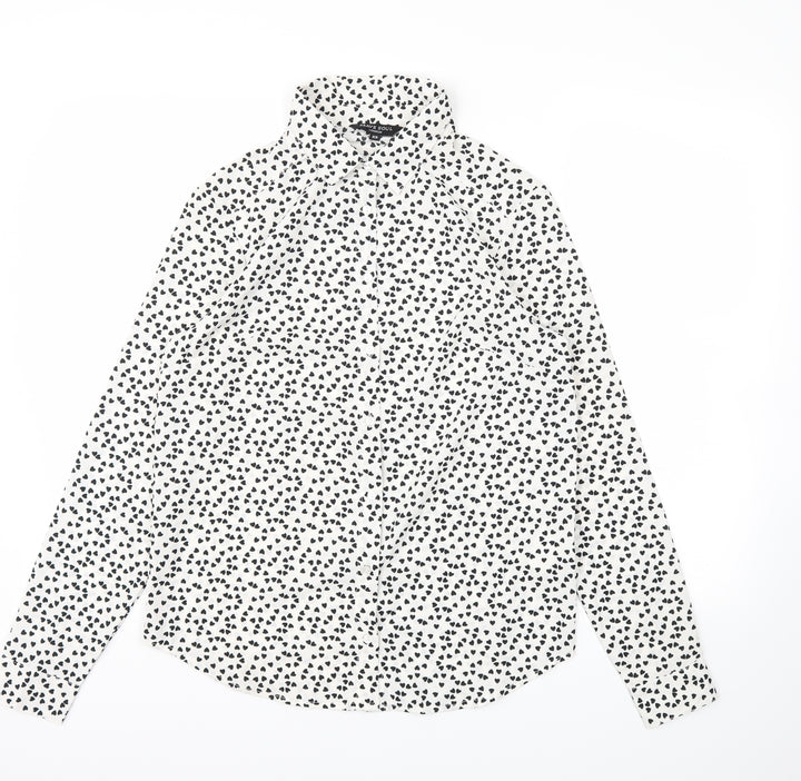 Brave Soul Womens White Polka Dot  Basic Blouse Size XS