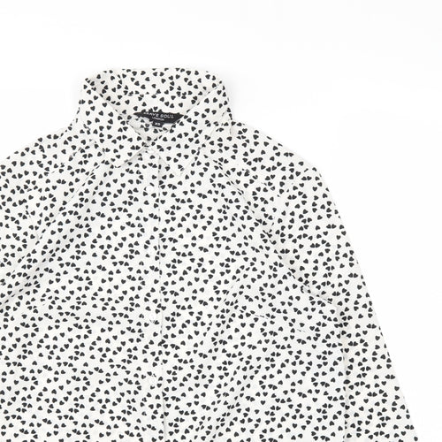 Brave Soul Womens White Polka Dot  Basic Blouse Size XS