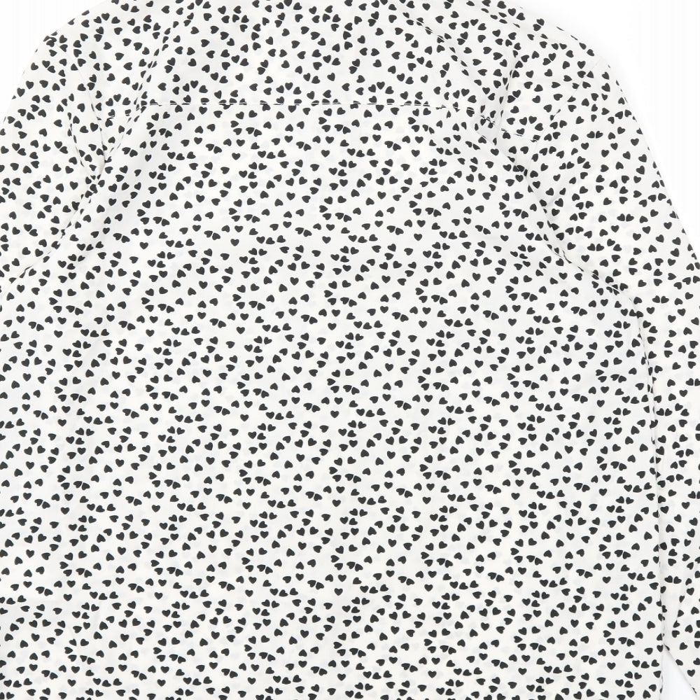 Brave Soul Womens White Polka Dot  Basic Blouse Size XS