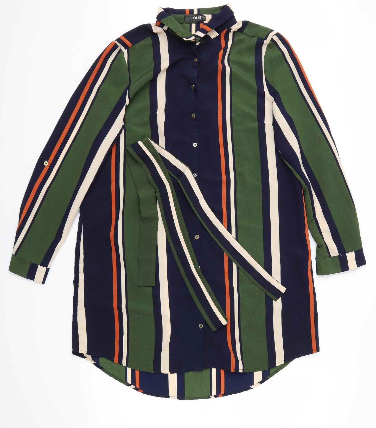 Quiz Womens Green Striped  Fit & Flare  Size 12