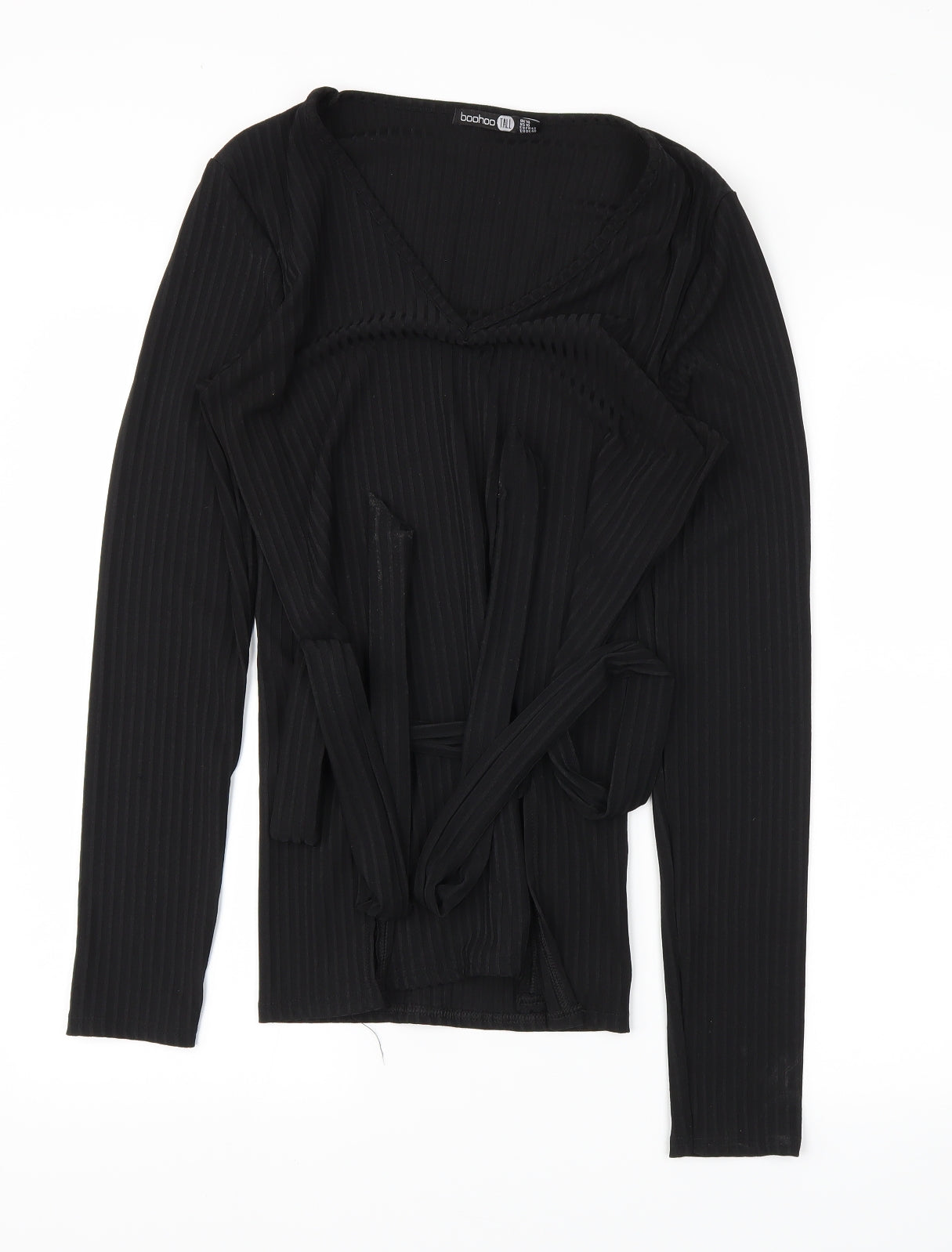 Boohoo Womens Black Houndstooth  Basic T-Shirt Size 14