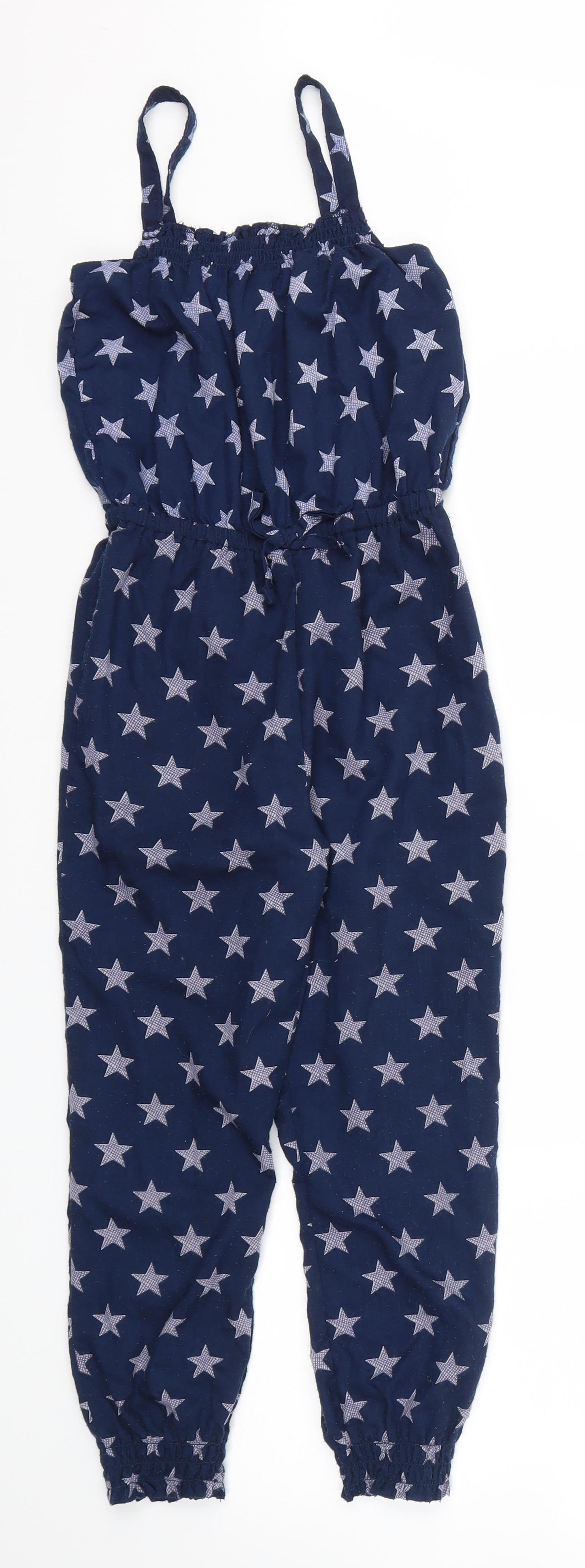 George Girls Blue Argyle/Diamond  Jumpsuit One-Piece Size 6-7 Years