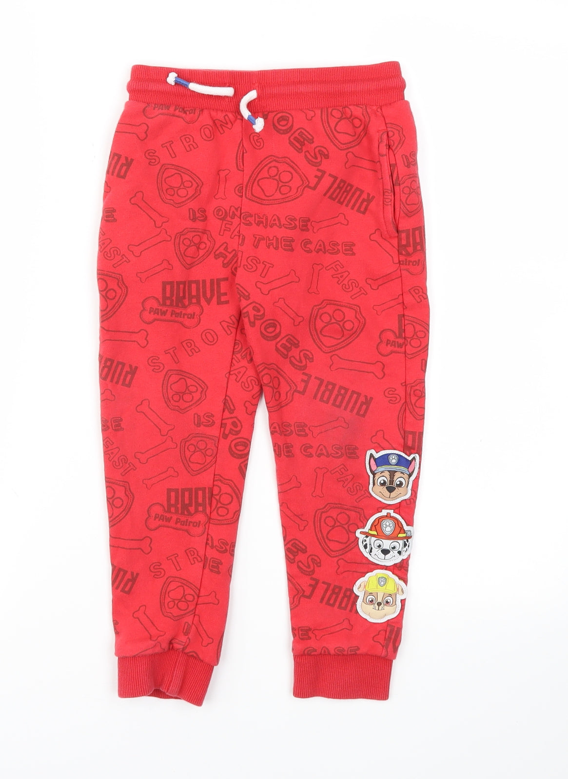 Paw patrol Boys Red Animal Print  Jogger Trousers Size 4-5 Years