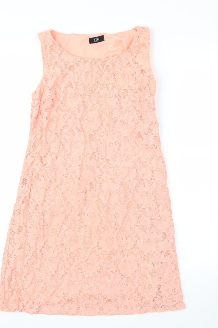 F&F Womens Pink Floral A-Line Size 6