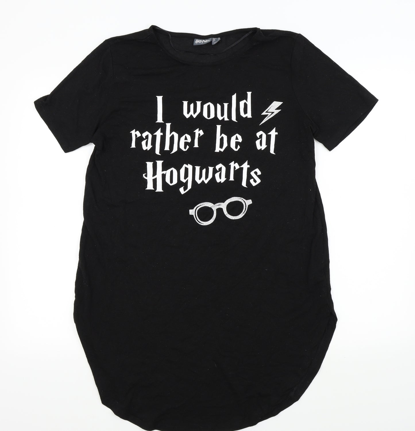 Harry Potter Womens Black   Basic T-Shirt Size 16  - I would rather be at Hogwarts
