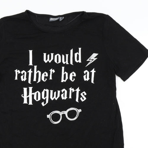 Harry Potter Womens Black   Basic T-Shirt Size 16  - I would rather be at Hogwarts