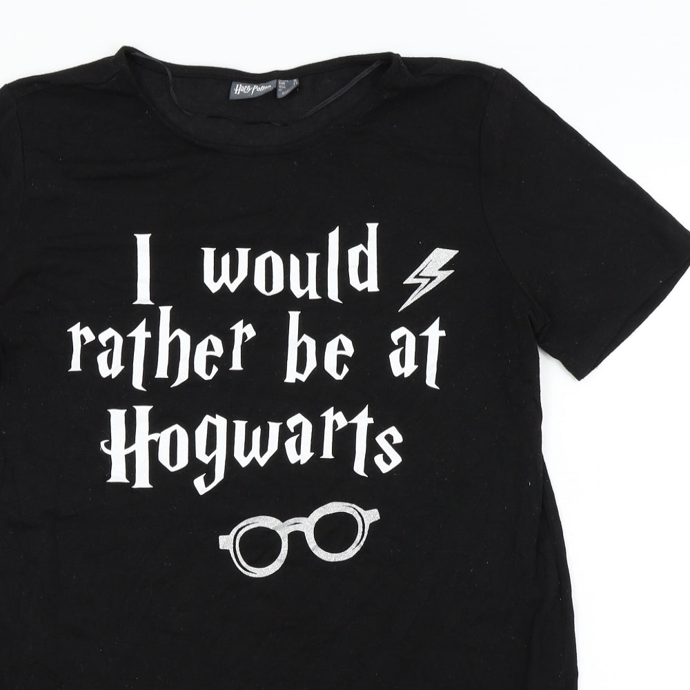 Harry Potter Womens Black   Basic T-Shirt Size 16  - I would rather be at Hogwarts