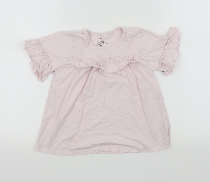 NEXT Girls Pink Basic T-Shirt Size 8 Years - Frill Detail