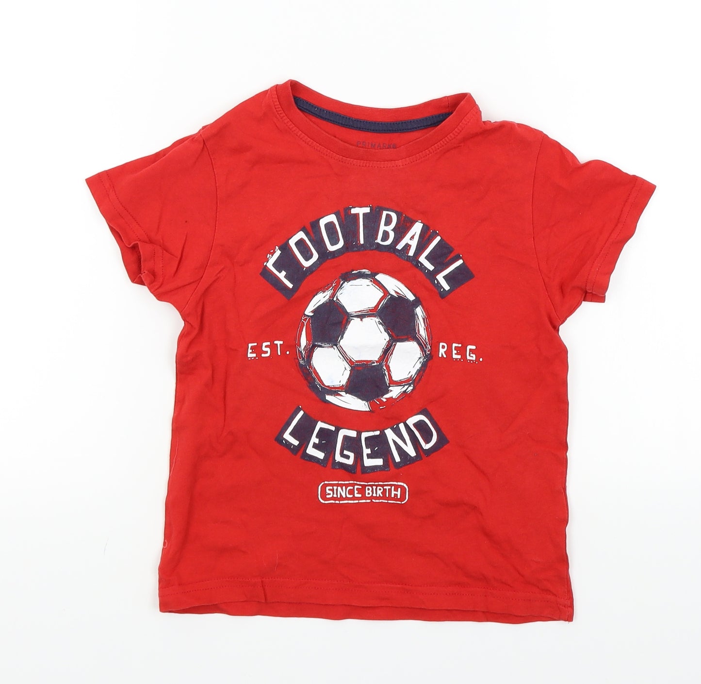 Primark  Boys Red   Basic T-Shirt Size 4-5 Years