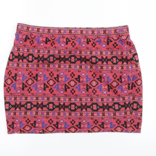 STAYING AT STAR Womens Multicoloured Geometric  Mini Skirt Size M  - Stretch waistband