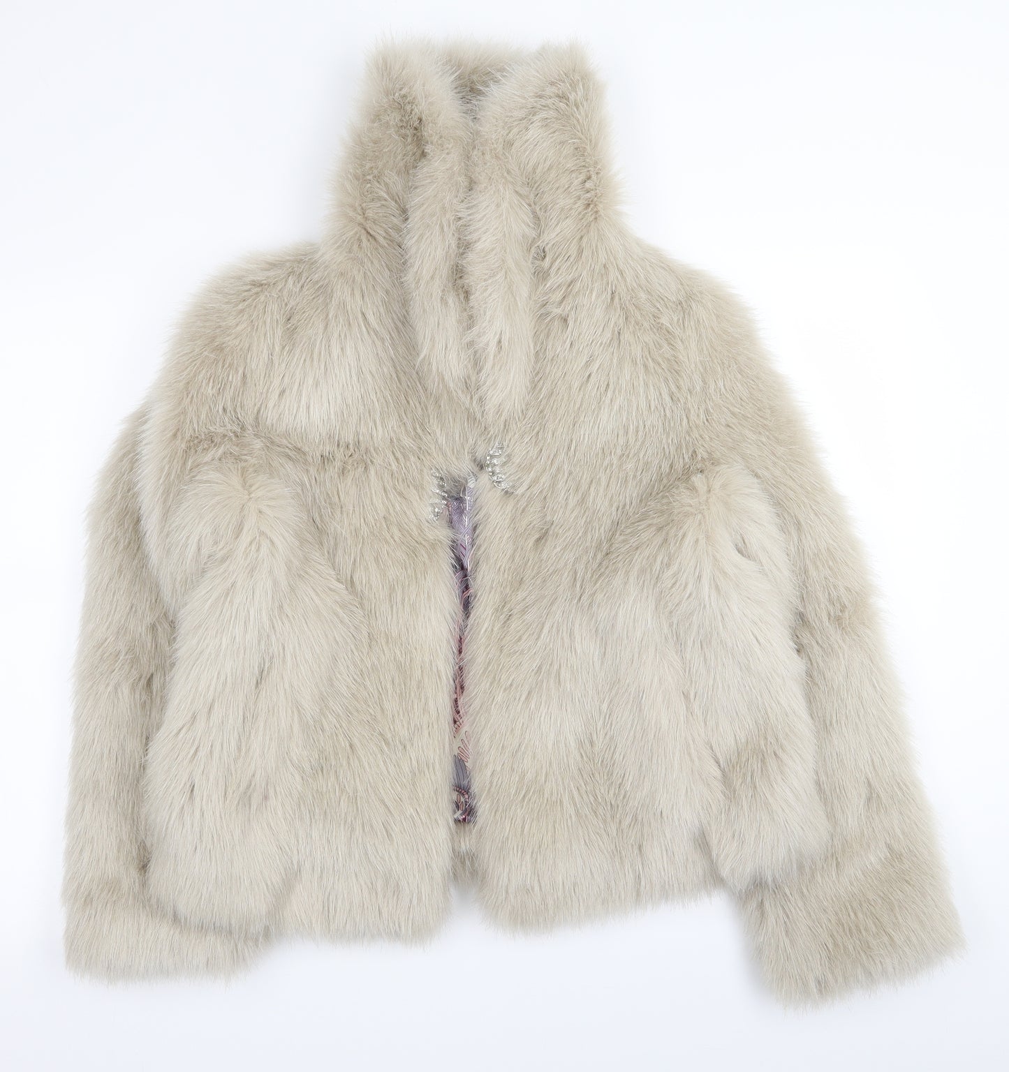 Gharani Strok Womens Ivory   Jacket Coat Size 10  - fur coat