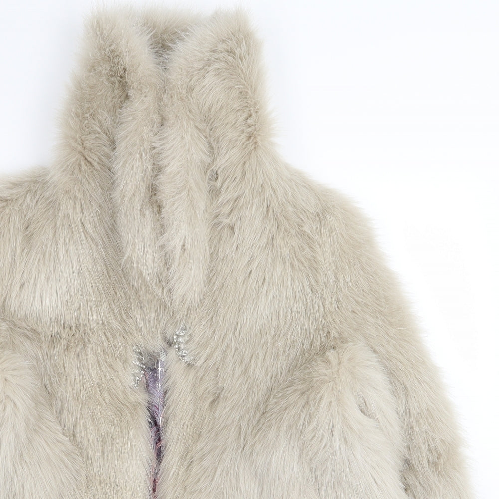 Gharani Strok Womens Ivory   Jacket Coat Size 10  - fur coat