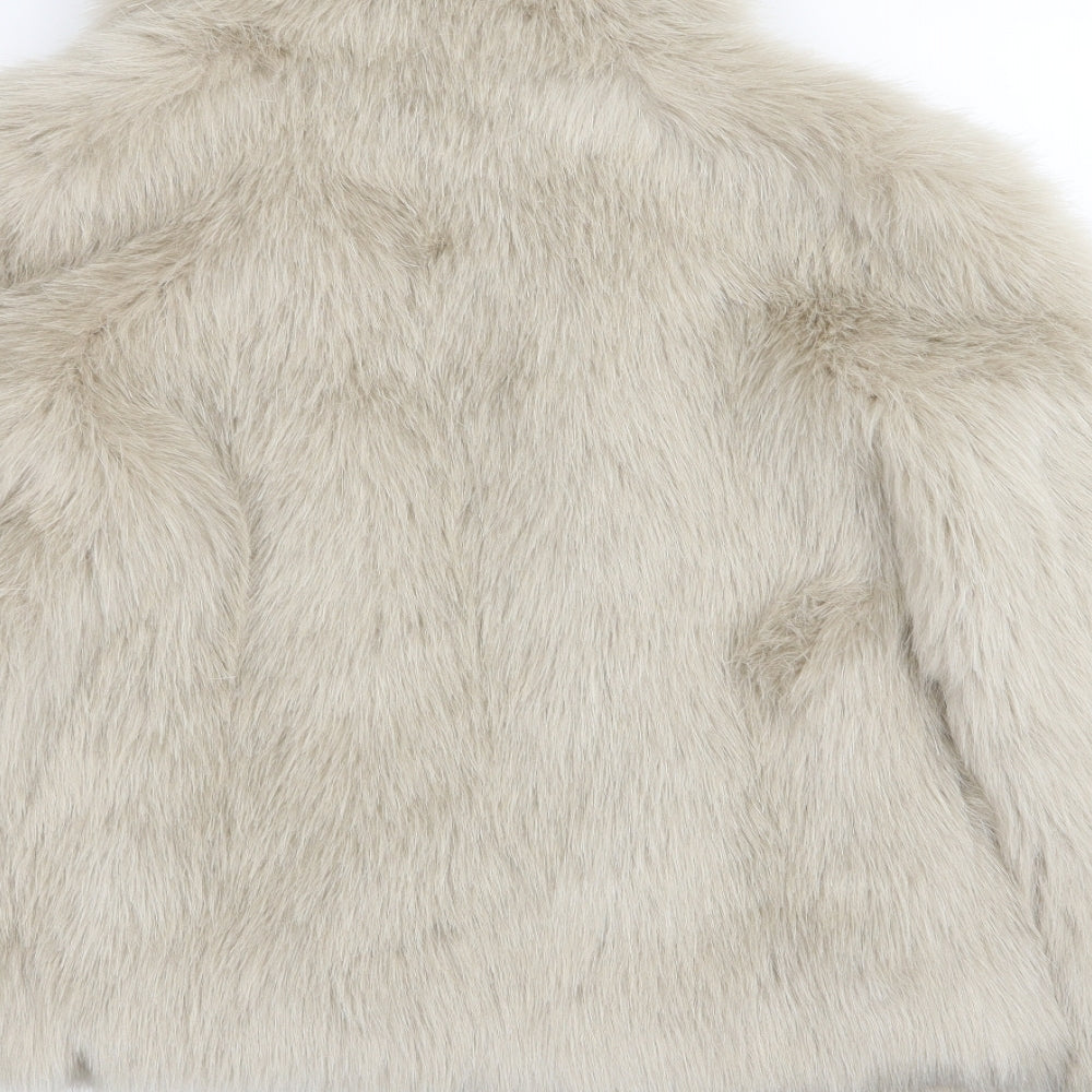 Gharani Strok Womens Ivory   Jacket Coat Size 10  - fur coat