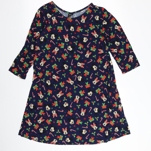 Asda George Womens Blue   T-Shirt Dress  Size 12  - Christmas Minnie Mouse
