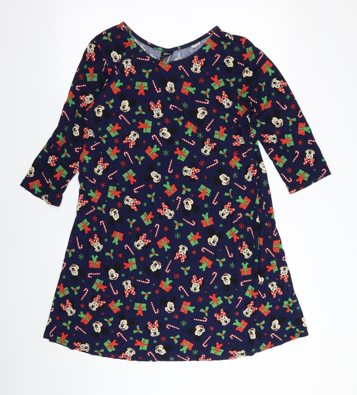 Asda George Womens Blue   T-Shirt Dress  Size 12  - Christmas Minnie Mouse