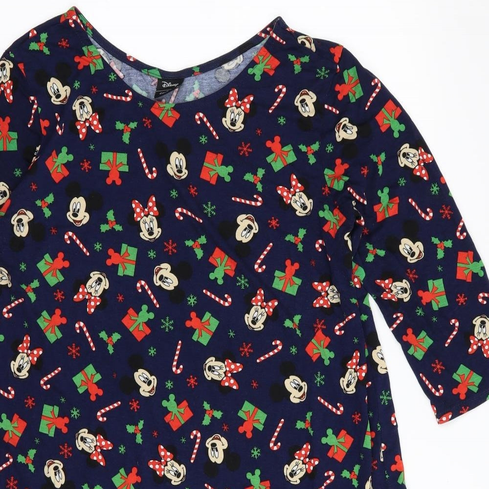 Asda George Womens Blue   T-Shirt Dress  Size 12  - Christmas Minnie Mouse