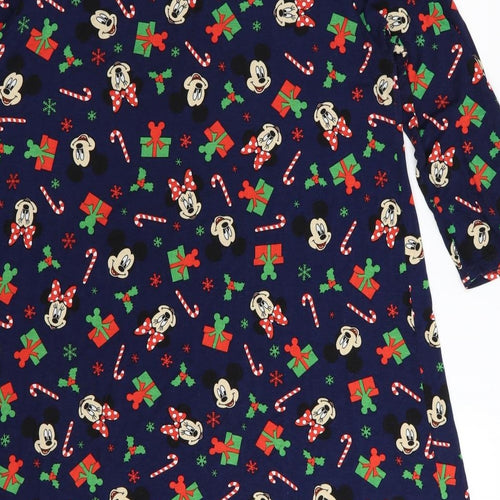 Asda George Womens Blue   T-Shirt Dress  Size 12  - Christmas Minnie Mouse