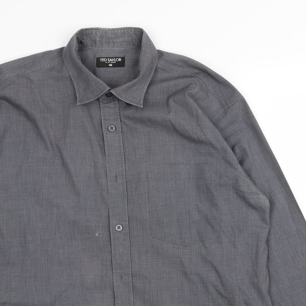 ted taylor Mens Grey    Dress Shirt Size 16