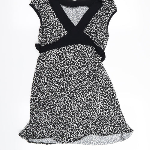Preworn Womens Black Geometric  T-Shirt Dress  Size 10