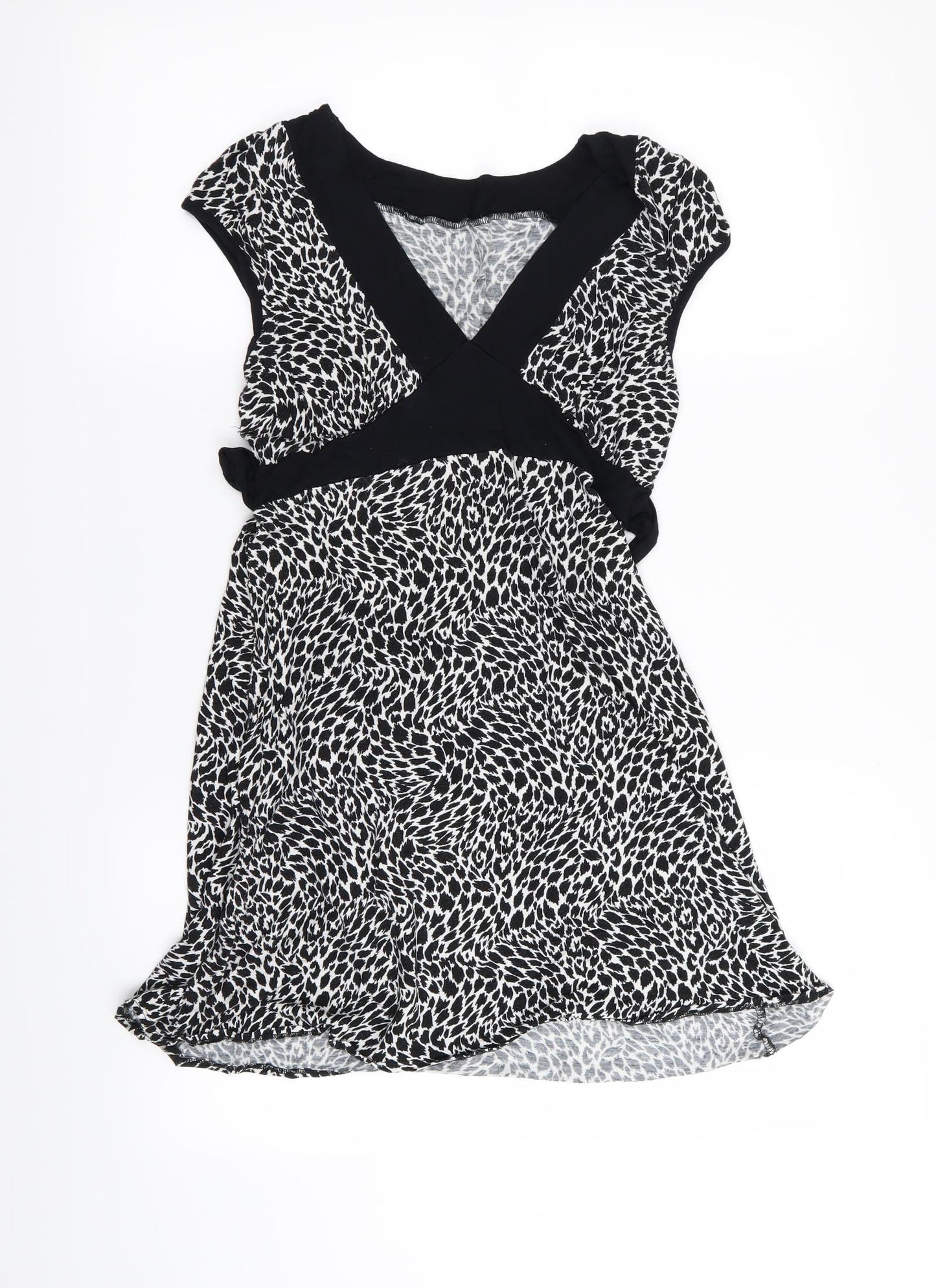 Preworn Womens Black Geometric  T-Shirt Dress  Size 10