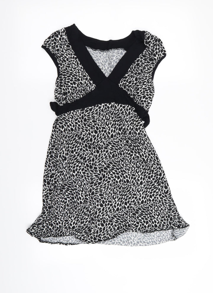 Preworn Womens Black Geometric  T-Shirt Dress  Size 10