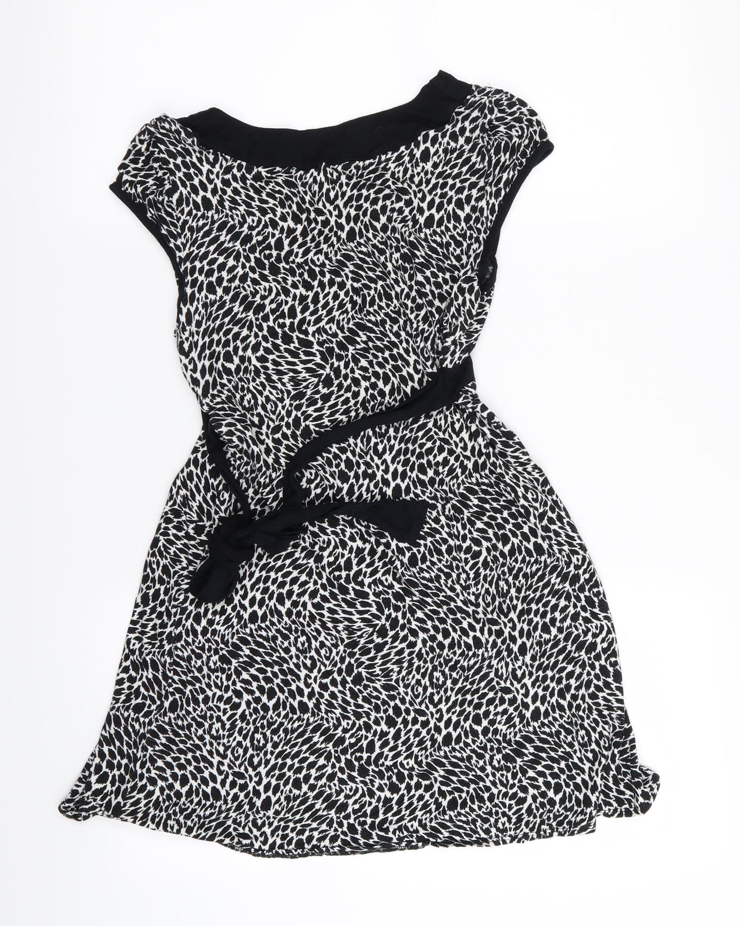 Preworn Womens Black Geometric  T-Shirt Dress  Size 10