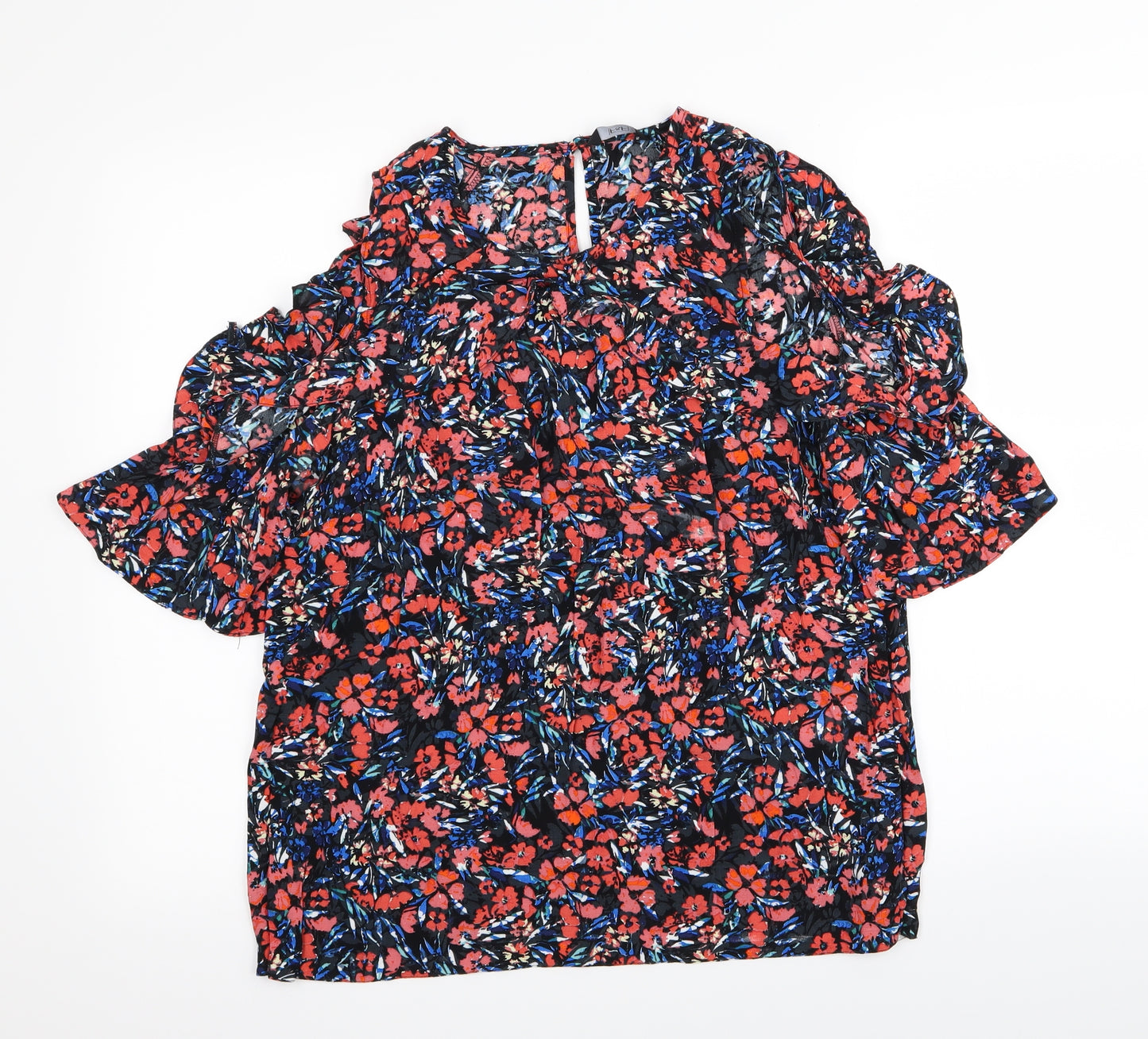 F&F Womens Black Floral  Basic Blouse Size 16