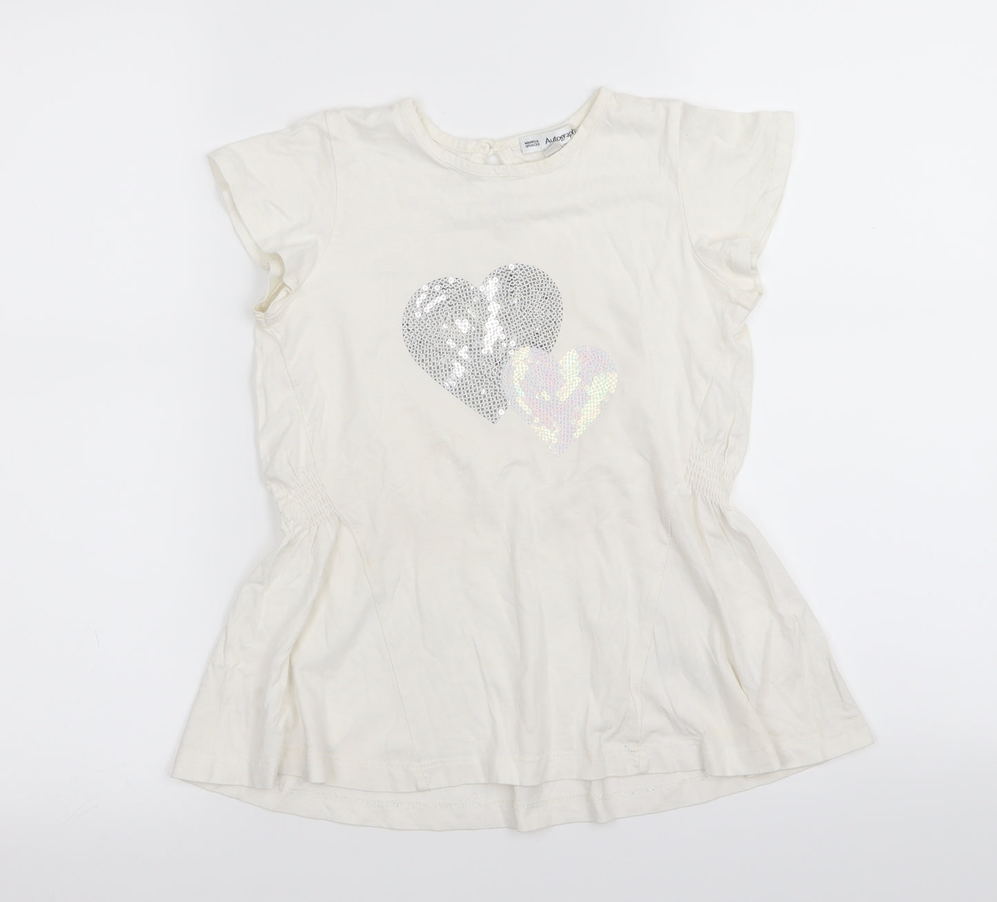 Autograph Girls White   T-Shirt Dress  Size 6-7 Years  - Sequins